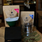 Kit V60 - 1 Arara 250g + 1 Mundo Novo 250g + 1 V60 Personalizado + 40 filtros de papel 02 + Jarra de vidro com tampa 600ml + Balança de precisão digital